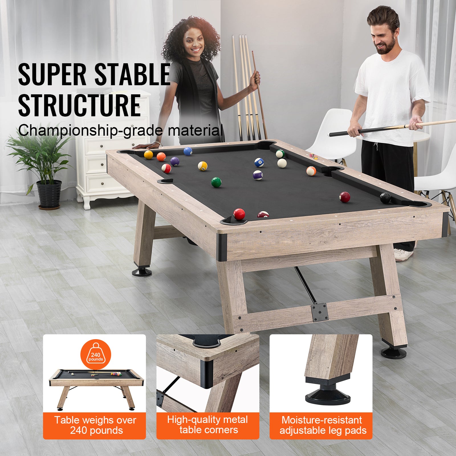 Uimoso 6,3/7 Pieds Table De Billard Set Table De Billard Portable Pliable Salle De Jeux