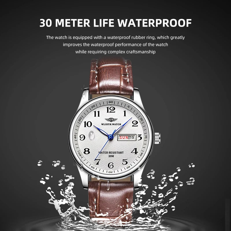 Business Watch for Men Retro Calendar Men'S Quartz