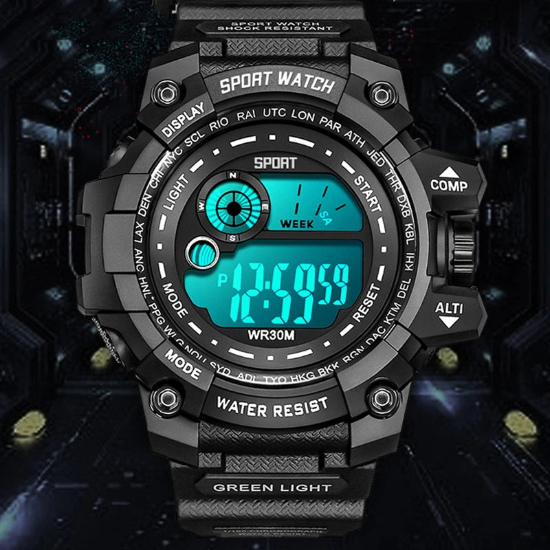 Level up your style with our new Men's LED Digital Watches! 💪✨ Fashionable, waterproof, and perfect for any adventure! ⌚️ #SportyStyle #MilitaryChic #LuminousWatch