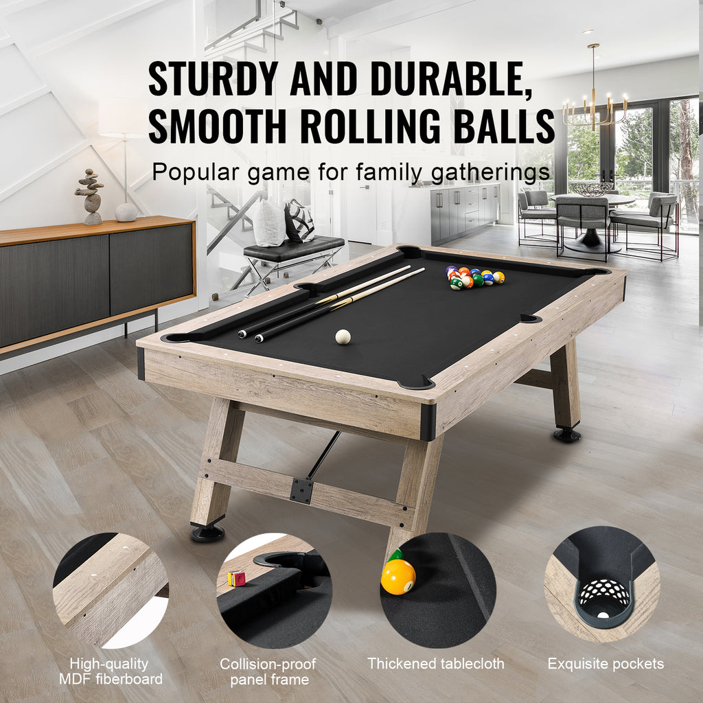 Uimoso 6,3/7 Pieds Table De Billard Set Table De Billard Portable Pliable Salle De Jeux