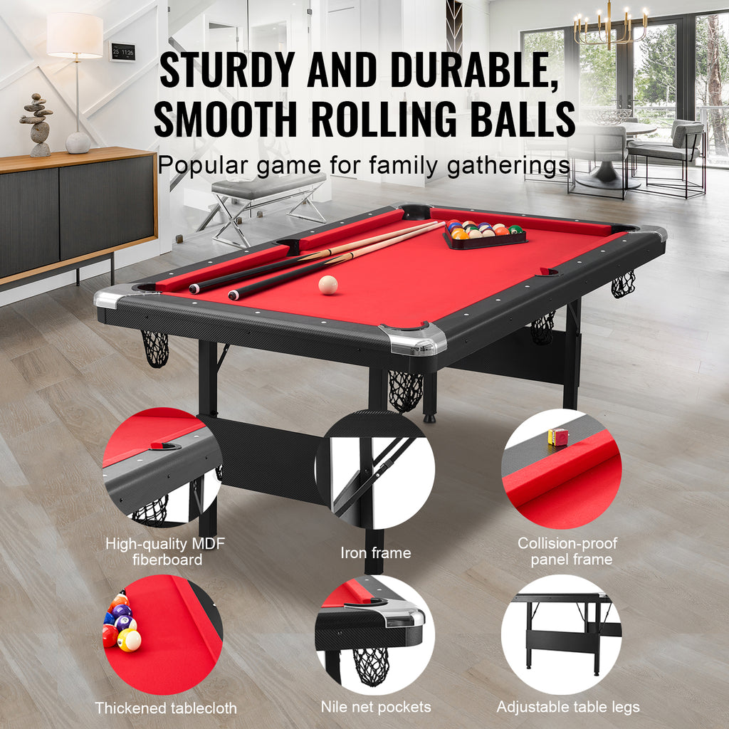 Uimoso 6,3/7 Pieds Table De Billard Set Table De Billard Portable Pliable Salle De Jeux