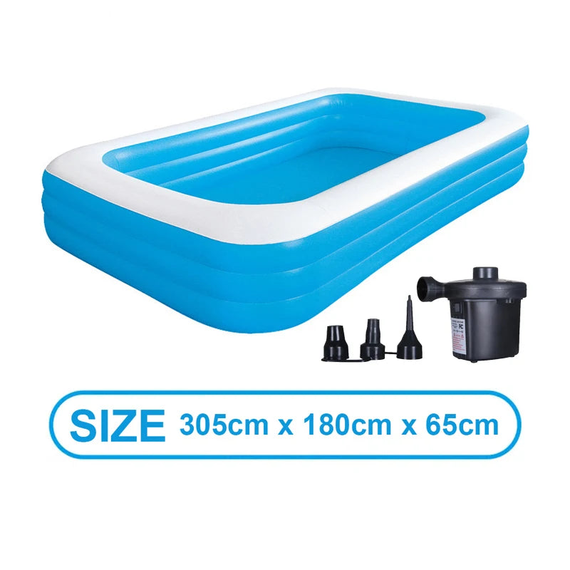2M/2.6M/300Cm Large Inflatable Swimming Pool Adults Kids Pools Bathing Tub Outdoor Indoor Bathtub Water Pool Family Party Toys
