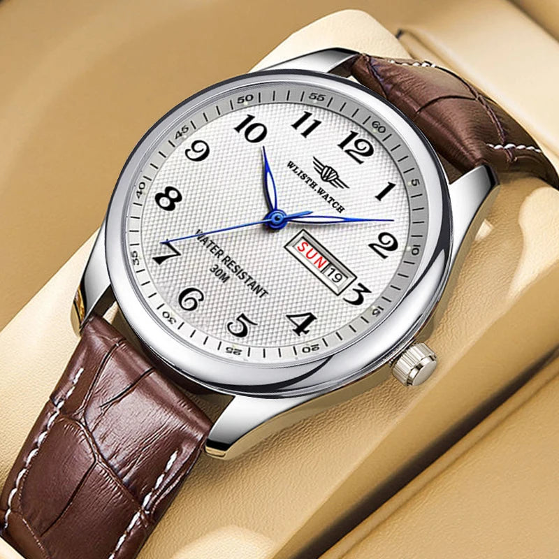 Business Watch for Men Retro Calendar Men'S Quartz