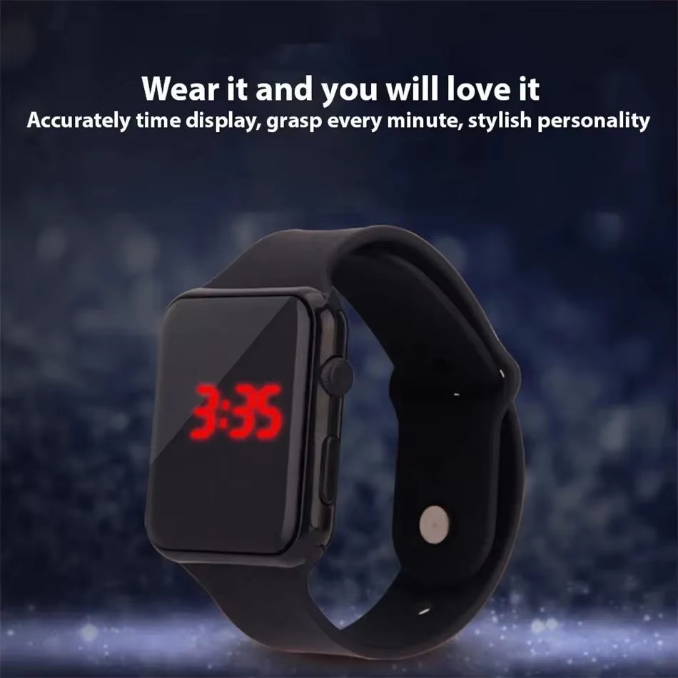 Stylish LED Digital Sports Watch for Men and Women - Black Silicone Casual Wristband