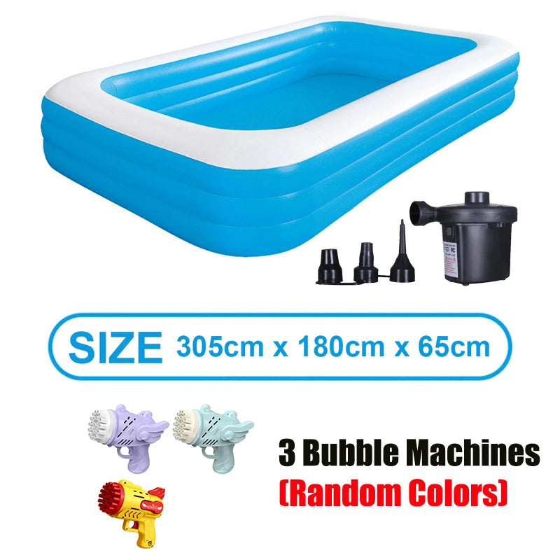 2M/2.6M/300Cm Large Inflatable Swimming Pool Adults Kids Pools Bathing Tub Outdoor Indoor Bathtub Water Pool Family Party Toys