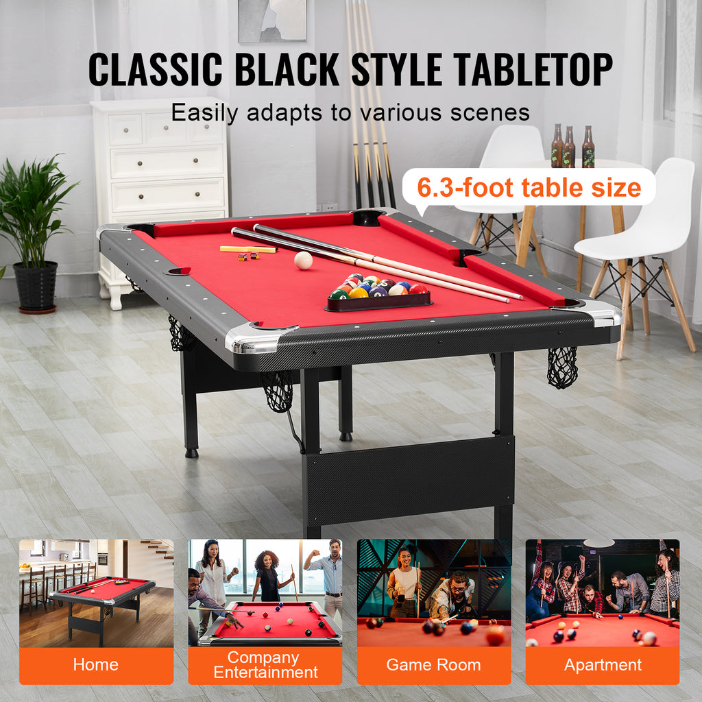 Uimoso 6,3/7 Pieds Table De Billard Set Table De Billard Portable Pliable Salle De Jeux