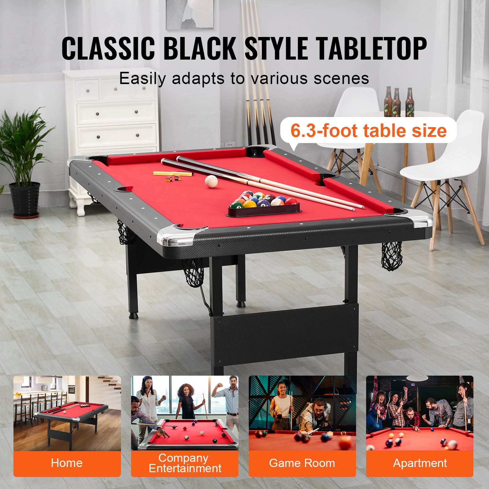 Uimoso 6,3/7 Pieds Table De Billard Set Table De Billard Portable Pliable Salle De Jeux