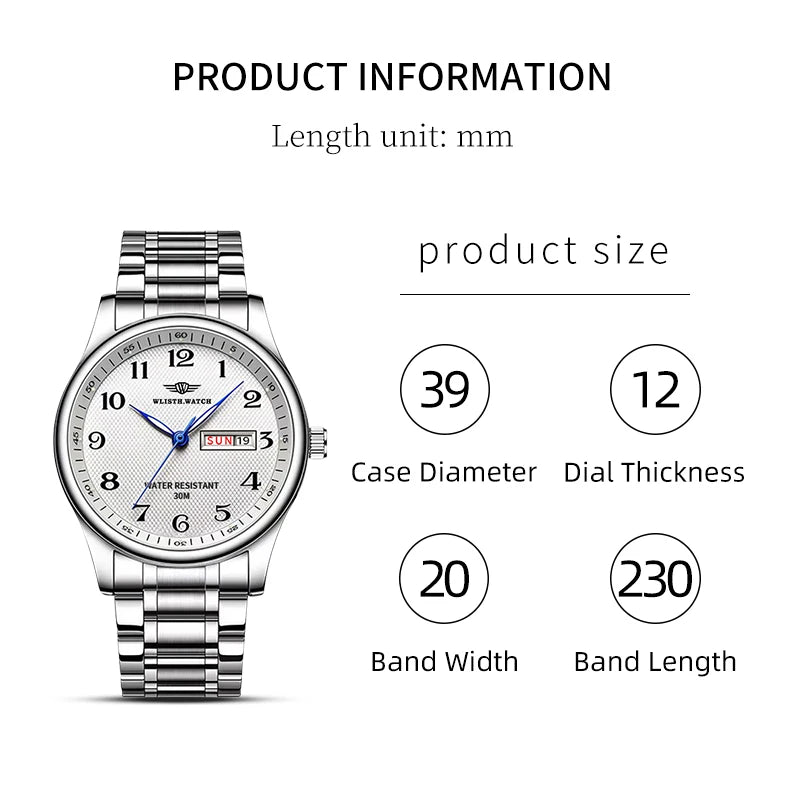 Business Watch for Men Retro Calendar Men'S Quartz