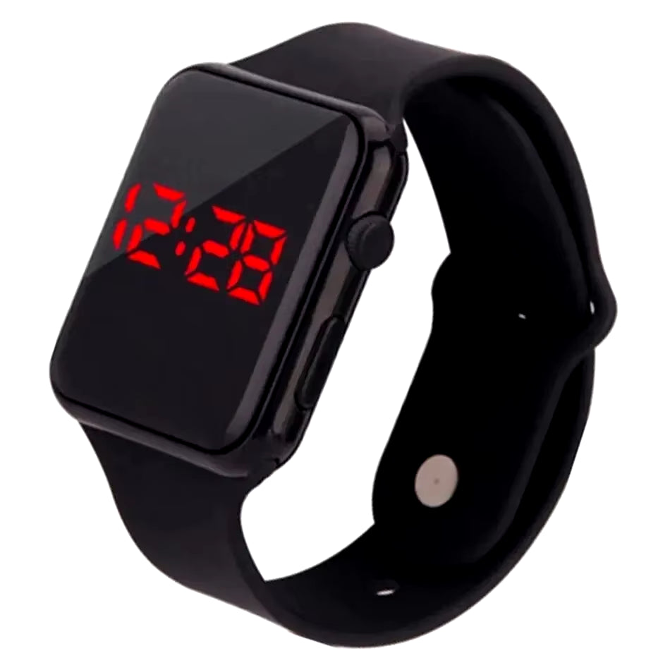 Stylish LED Digital Sports Watch for Men and Women - Black Silicone Casual Wristband