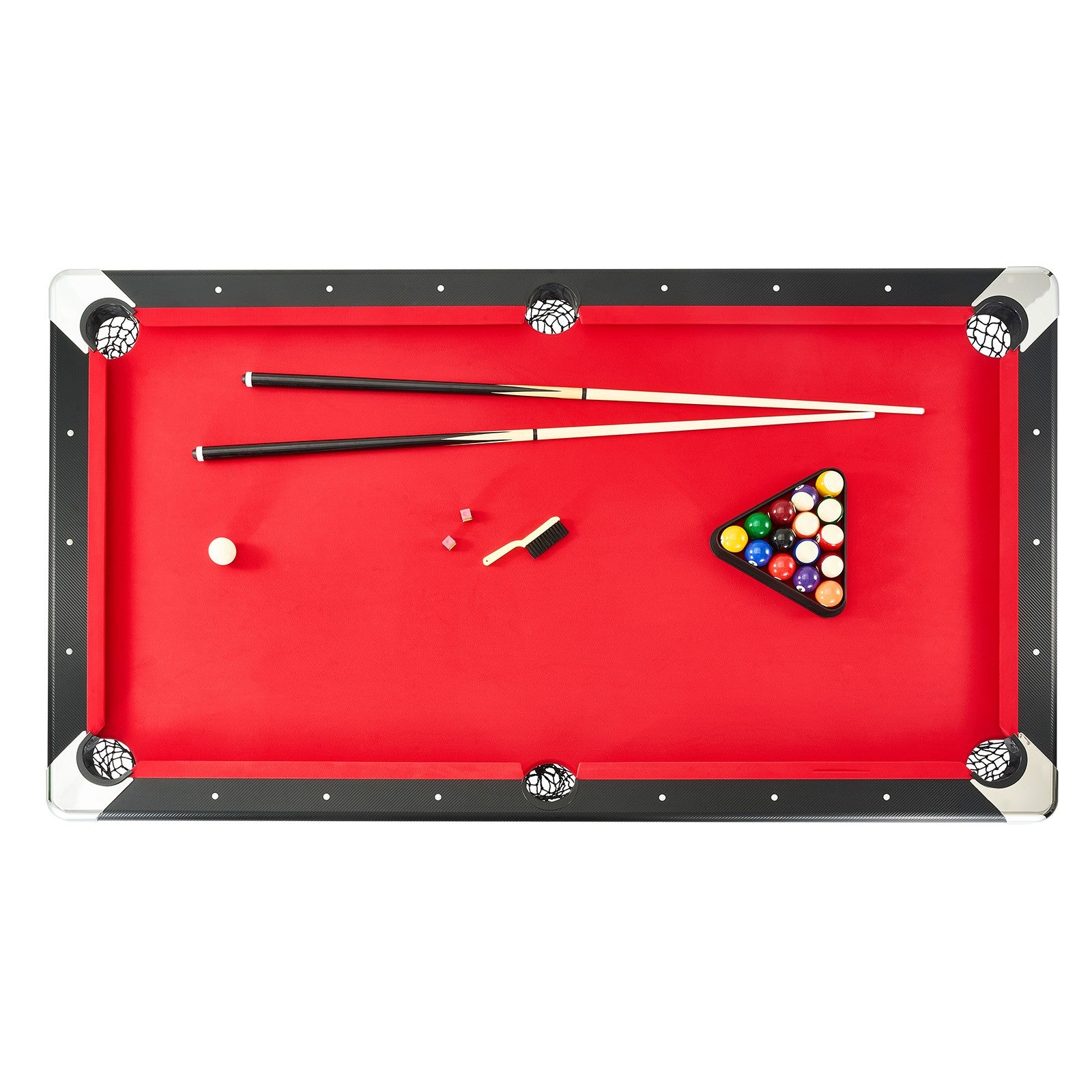 VEVOR Table De Billard 213,4 Cm En Tissu Rouge Pour Salle De Jeux Familiale