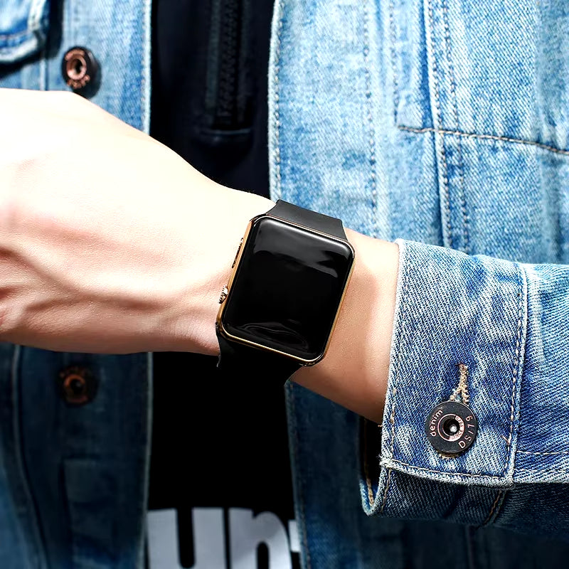 Stylish LED Digital Sports Watch for Men and Women - Black Silicone Casual Wristband