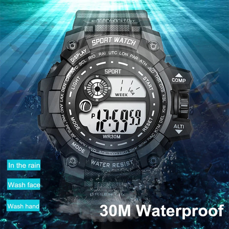 Level up your style with our new Men's LED Digital Watches! 💪✨ Fashionable, waterproof, and perfect for any adventure! ⌚️ #SportyStyle #MilitaryChic #LuminousWatch