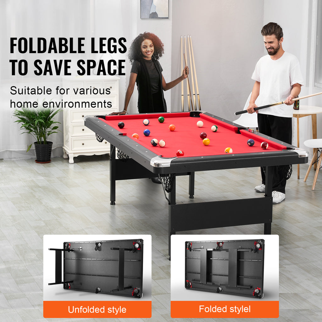 Uimoso 6,3/7 Pieds Table De Billard Set Table De Billard Portable Pliable Salle De Jeux