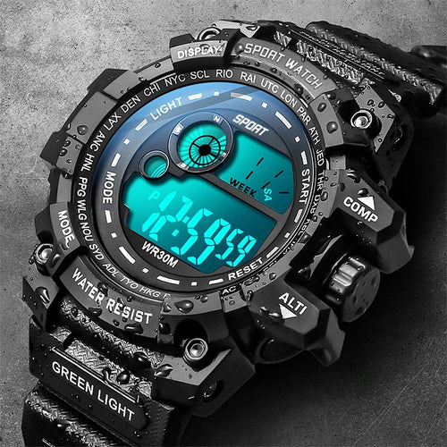 Level up your style with our new Men's LED Digital Watches! 💪✨ Fashionable, waterproof, and perfect for any adventure! ⌚️ #SportyStyle #MilitaryChic #LuminousWatch