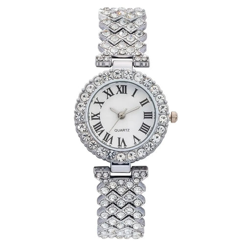 Crystal-Encrusted Diamond Bracelet Watch Adjustable Elegant Wrist Watches Precise Water Resistant Wristwatch Birthday Gift