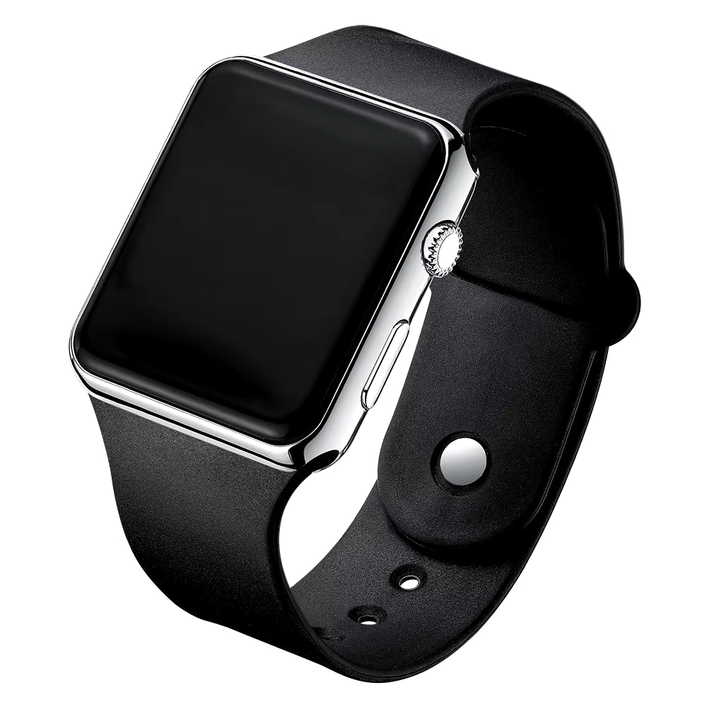 Stylish LED Digital Sports Watch for Men and Women - Black Silicone Casual Wristband