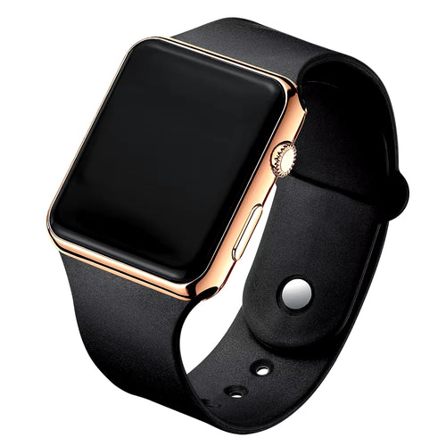 Stylish LED Digital Sports Watch for Men and Women - Black Silicone Casual Wristband