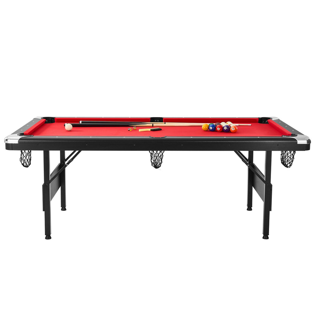 VEVOR Table De Billard 213,4 Cm En Tissu Rouge Pour Salle De Jeux Familiale